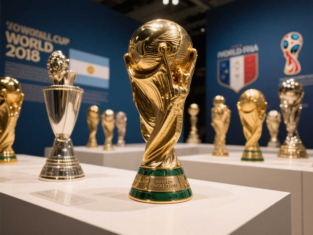 FIFA博物馆展出历届世界杯奖杯复制品